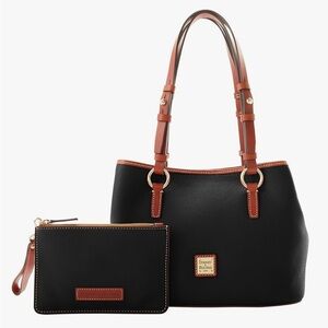NWT Dooney & Bourke Pebble Grain Small Briana with Pouch Black
